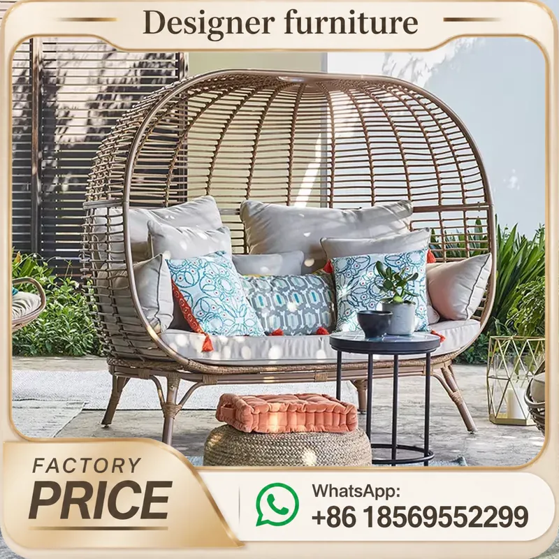 Outdoor Furniture Bali Style - เตียงนอนกลางแจ้งโพลีราตัน ทนต่อรังสียูวี เหมาะสำหรับสระว่ายน้ำ ร้านอาหาร ลานพักผ่อน เฟอร์นิเจอร์สไตล์บาหลี