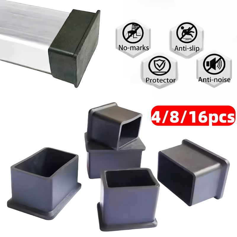 Outdoor Furniture Leg Protectors - 4/8/16pcs PVC เก้าอี้ขา Caps เฟอร์นิเจอร์ฟุตครอบคลุมถุงเท้าตารางท่อปลั๊กเฟอร์นิเจอร์ Leveling