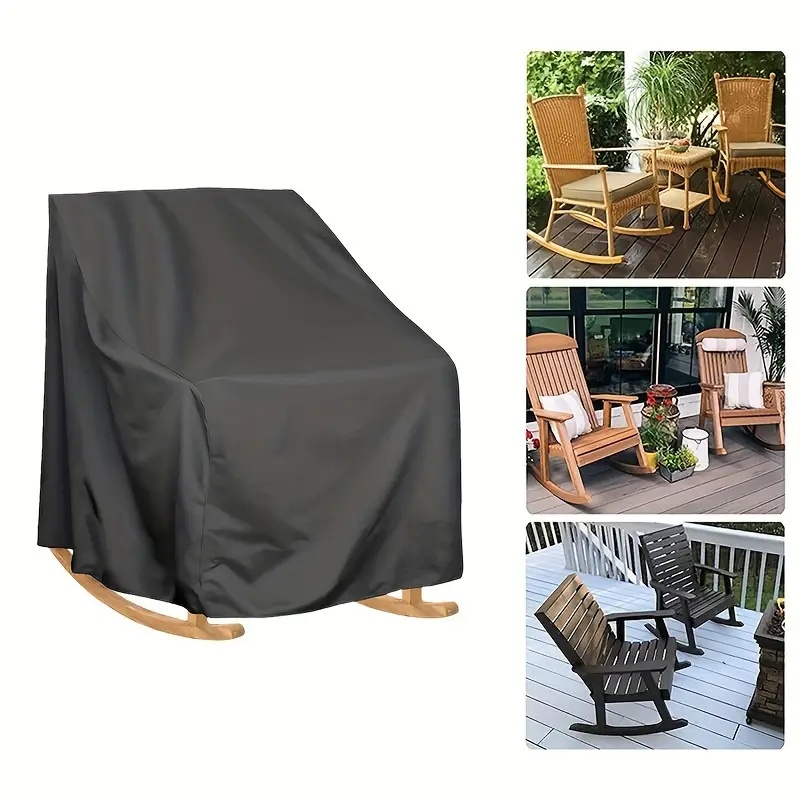 Outdoor Furniture Heavy - ผ้าคลุมเก้าอี้โยกกลางแจ้งแบบผ้าอ็อกซ์ฟอร์ดสำหรับงานหนัก - ตัวป้องกันเฟอร์นิเจอร์ลานบ้านทุกสภาพอากาศพร้อมเชือกผูกแบบปรับได้