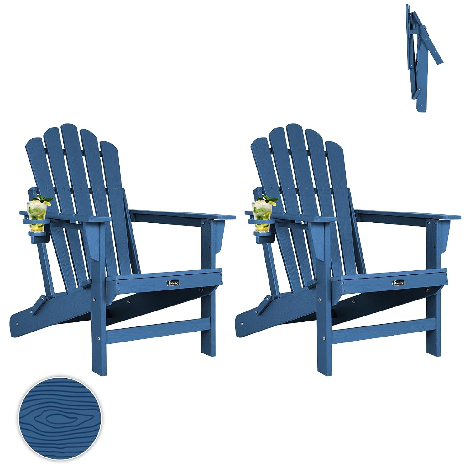Outdoor Furniture Easy To Clean - เก้าอี้ Adirondack พับได้ขนาดใหญ่ 2 ตัว รับน้ำหนักได้