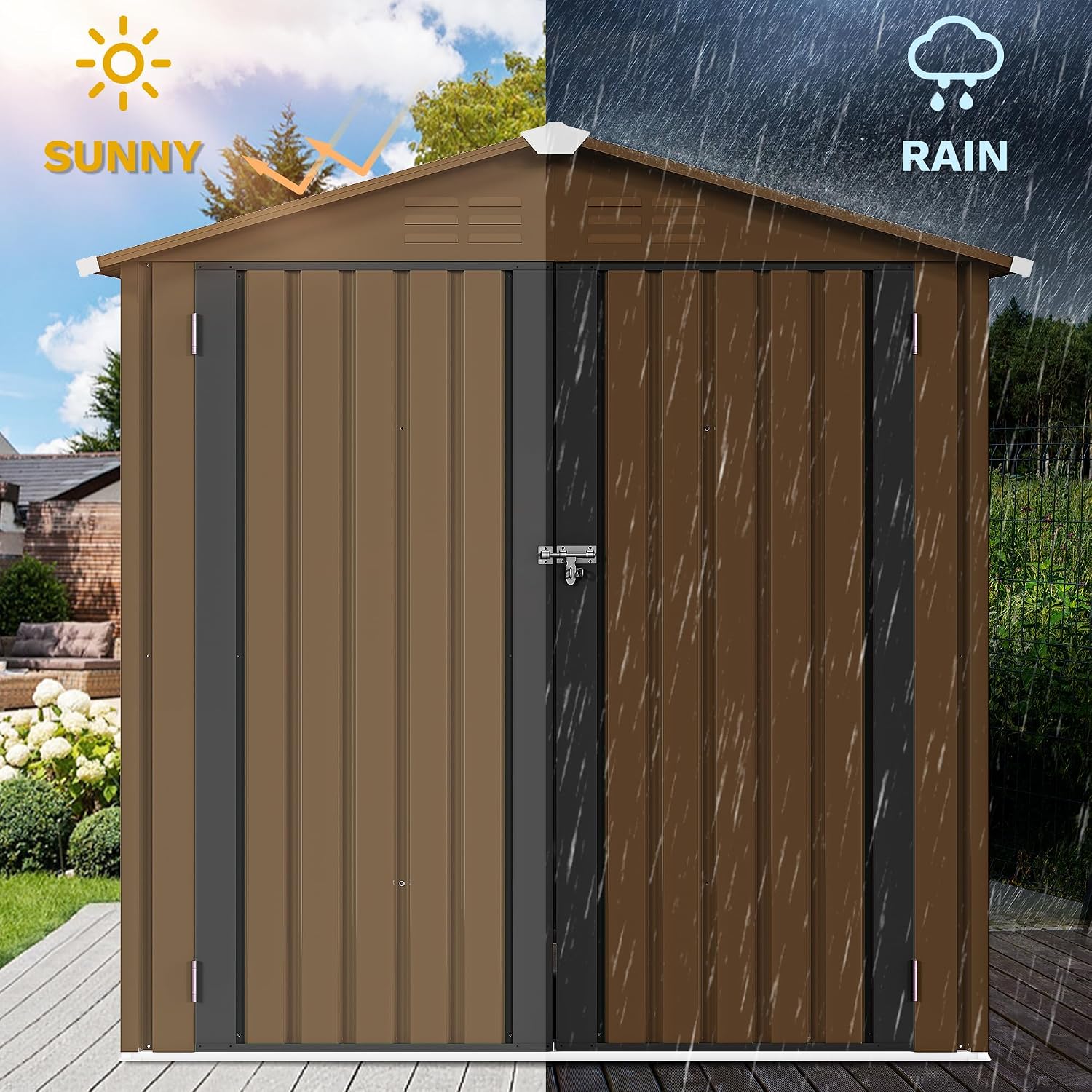 โรงเก็บของกลางแจ้งโลหะขนาด 6x4 - Outdoor Furniture Heavy บทวิจารณ์และราคา